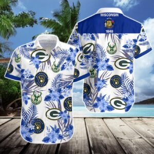 Green Bay Packers Milwaukee Brewers Milwaukee Bucks Hawaiian Shirt Gift - Perfect for Sports Fans!