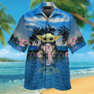 New York Yankees Baby Yoda Hawaiian Shirt - Official MLB Merchandise