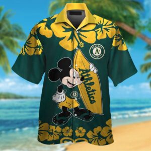 Oakland Athletics Mickey Mouse Hawaiian Shirt - Official MLB Disney Collaboration