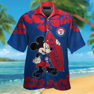 Texas Rangers & Mickey Mouse Hawaiian Shirt - Unique MLB Disney Collab!