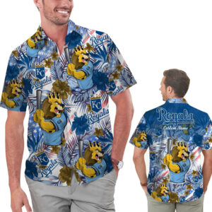 Custom Kansas City Royals Tropical Floral America Flag Hawaiian Shirt