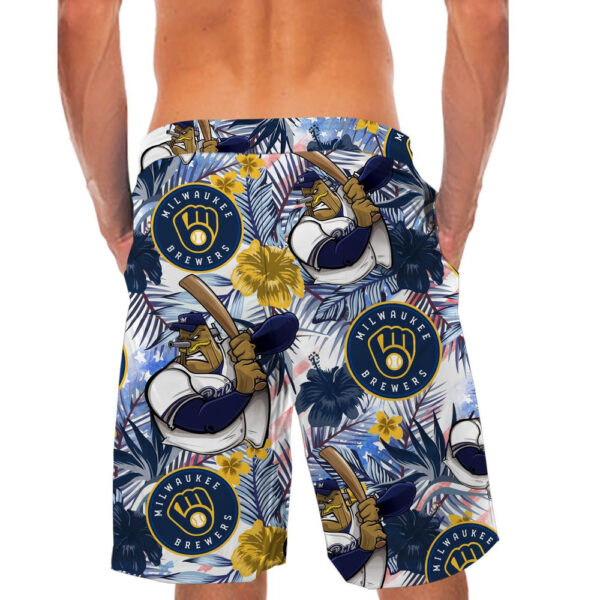 Custom Milwaukee Brewers Tropical Floral America Flag Hawaiian Shirt – Personalized MLB Fan Apparel