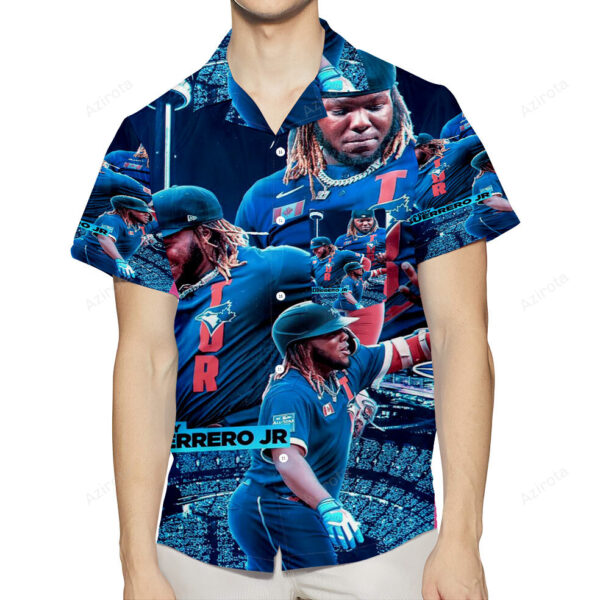 Toronto Blue Jays Vladimir Guerrero Jr 5 3D All Over Print Beach Hawaiian Shirt With Pocket – Summer Ready!