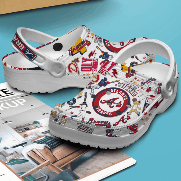 Atlanta Braves Baseball Team Clogs, Comfortable Cartoon Clogs For Kids And Adults