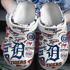 Water-proof And Non-slip Detroit Tigers White Clogs Gift for Men Women
