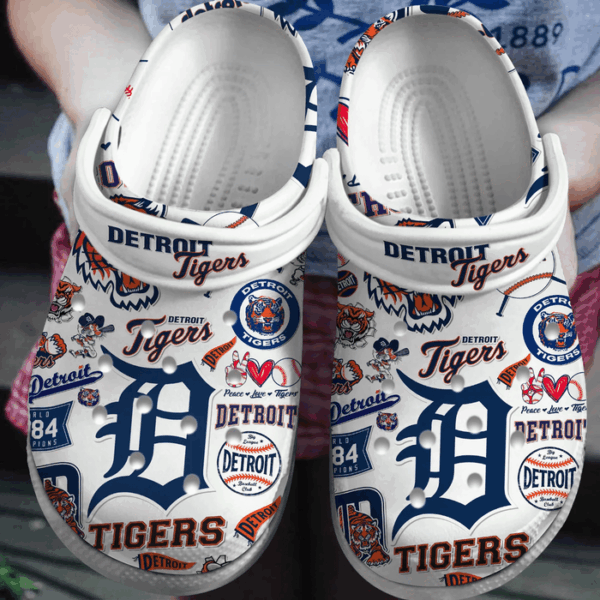 Water-proof And Non-slip Detroit Tigers White Clogs Gift for Men Women
