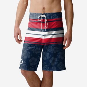 Boston Red Sox Hibiscus Boardwalk Stripe Boardshorts - Official MLB Swimwear