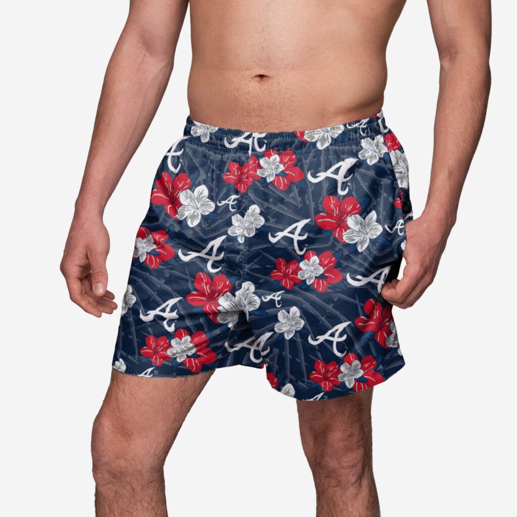 Atlanta Braves Hibiscus Swimming Trunks: Official MLB Swimwear Atlanta Braves Hibiscus Swimming Trunks: Official MLB Swimwear
