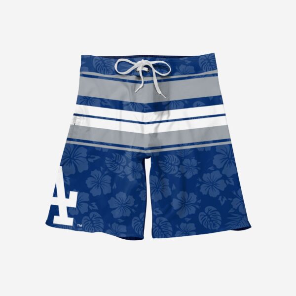 Los Angeles Dodgers Hibiscus Boardwalk Stripe Boardshorts – Stylish Beachwear for Dodgers Fans