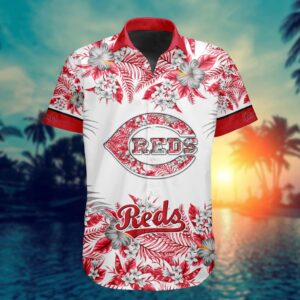 MLB Cincinnati Reds Hawaiian Design Button Shirt – ST2401 Official Merchandise