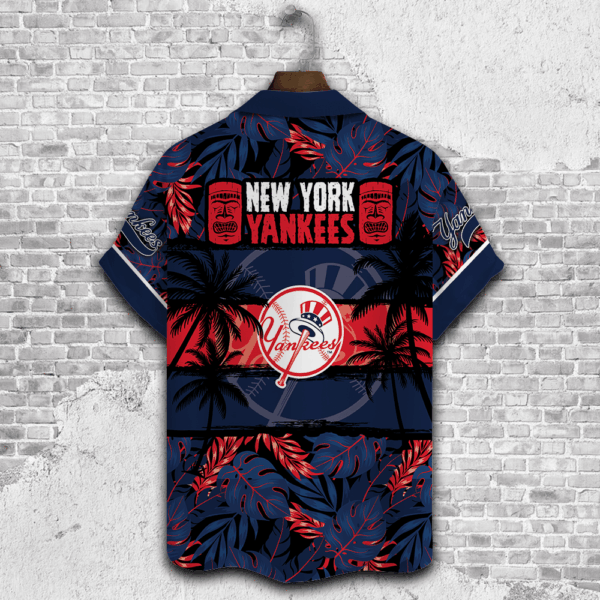 New York Yankees Palm Tree Hawaiian Shirt – Perfect Gift for Men Dad Father – 3D Button AOP V27