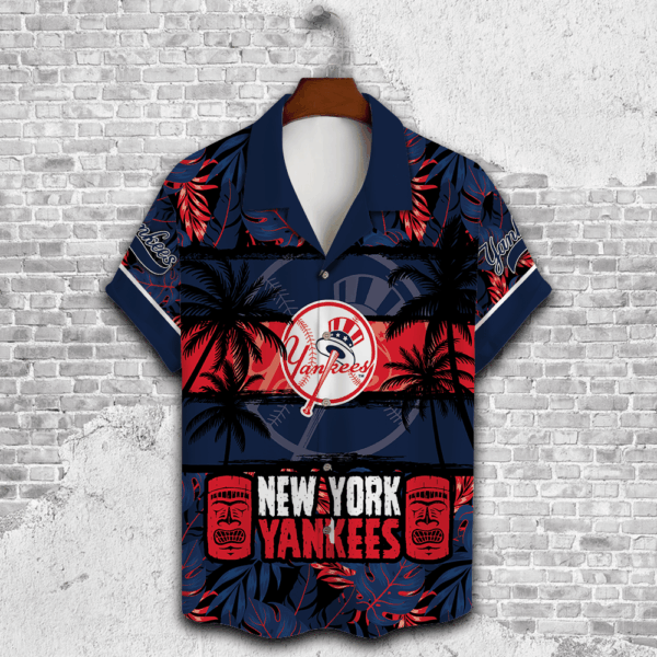 New York Yankees Palm Tree Hawaiian Shirt – Perfect Gift for Men Dad Father – 3D Button AOP V27