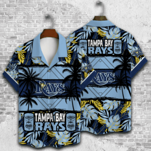 Men s Tampa Bay Rays Palm Tree Hawaiian Shirt - Perfect Gift for Dad - 3D Button Design