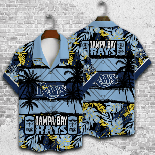 Men s Tampa Bay Rays Palm Tree Hawaiian Shirt – Perfect Gift for Dad – 3D Button Design