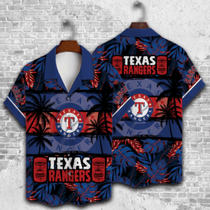 Texas Rangers Palm Tree Hawaiian Shirt - Perfect Gift for Dad 3D Button Design