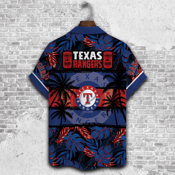 Texas Rangers Palm Tree Hawaiian Shirt – Perfect Gift for Dad 3D Button Design