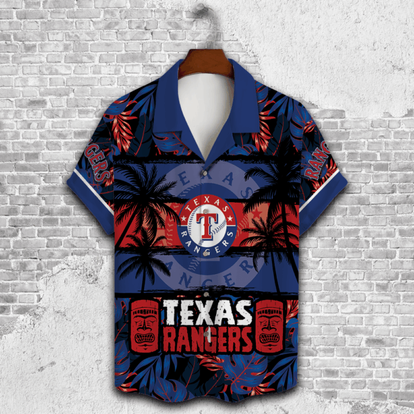 Texas Rangers Palm Tree Hawaiian Shirt – Perfect Gift for Dad 3D Button Design