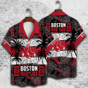 Boston Red Sox Palm Tree Hawaiian Shirt - Perfect Gift for Men Dad Father 3D Button Design V23