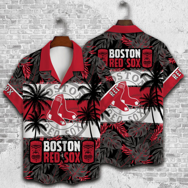 Boston Red Sox Palm Tree Hawaiian Shirt – Perfect Gift for Men Dad Father 3D Button Design V23