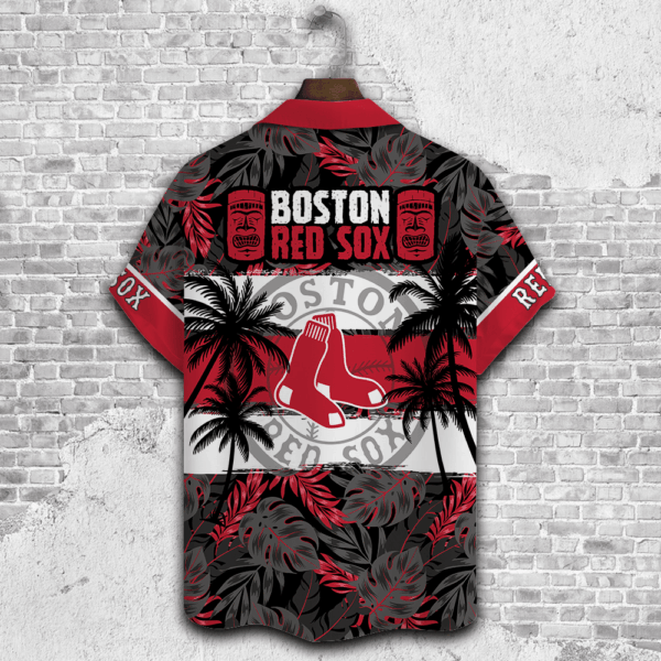 Boston Red Sox Palm Tree Hawaiian Shirt – Perfect Gift for Men Dad Father 3D Button Design V23