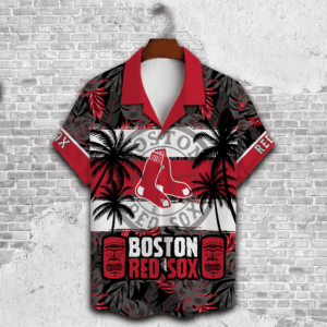 Boston Red Sox Palm Tree Hawaiian Shirt - Perfect Gift for Men Dad Father 3D Button Design V23 3