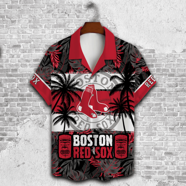 Boston Red Sox Palm Tree Hawaiian Shirt – Perfect Gift for Men Dad Father 3D Button Design V23