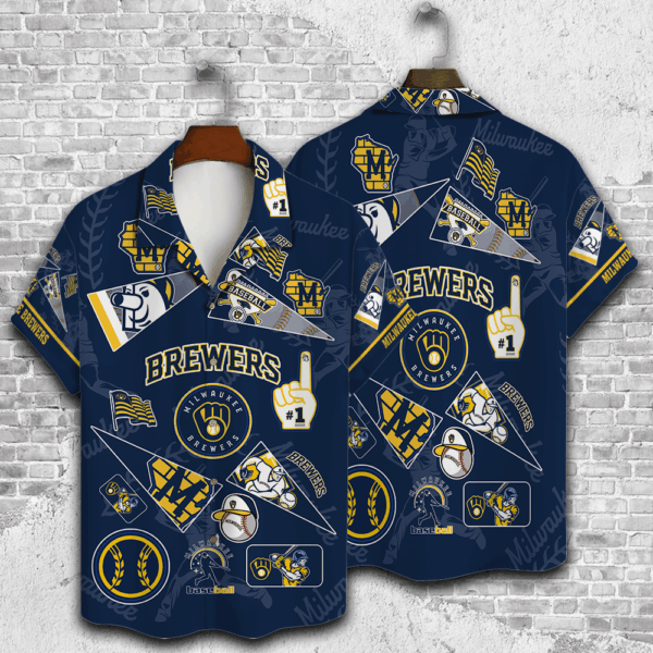 Milwaukee Brewers 2023 3D Print Hawaiian Shirt Gift for Men – Dad Father V1