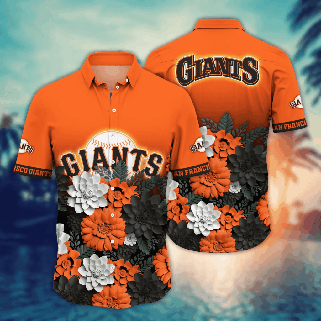 San Francisco Giants Flower 3D Button Hawaii Shirt – Perfect Gift for Men Dad Father and Fans Summer Football T-Shirt