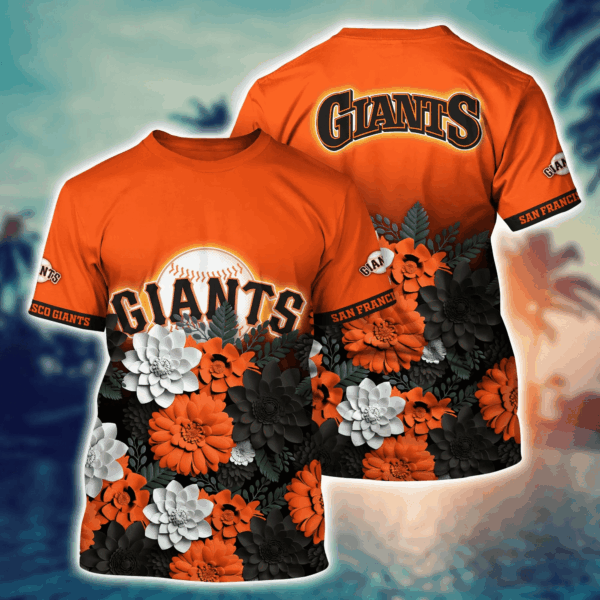 San Francisco Giants Flower 3D Button Hawaii Shirt – Perfect Gift for Men Dad Father and Fans Summer Football T-Shirt