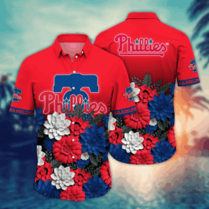 Philadelphia Phillies Flower 3D Button Hawaiian Shirt – Perfect Gift for Men & Fans
