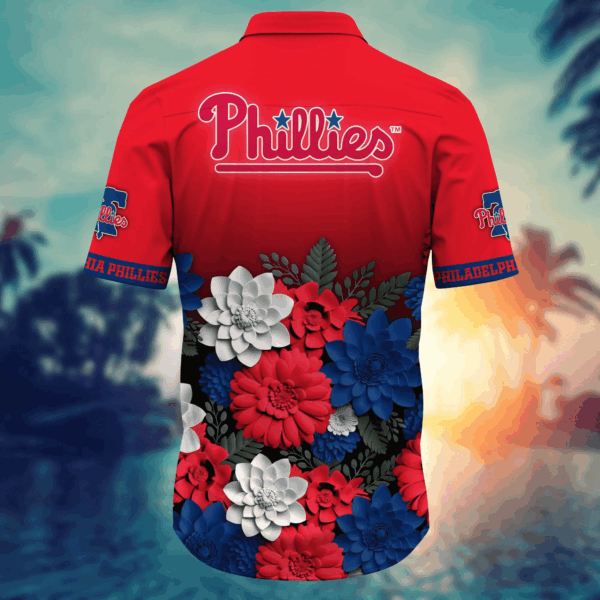 Philadelphia Phillies Flower 3D Button Hawaiian Shirt – Perfect Gift for Men & Fans