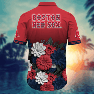Official Boston Red Sox 3D Flower Button Shirt - Perfect Gift for Men & Dad Summer Football Tee for Fans 3