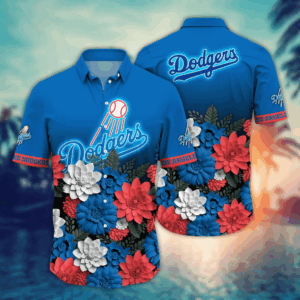 Los Angeles Dodgers Flower 3D Button Shirt: Perfect Gift for Men & Fans - Summer Football Tee