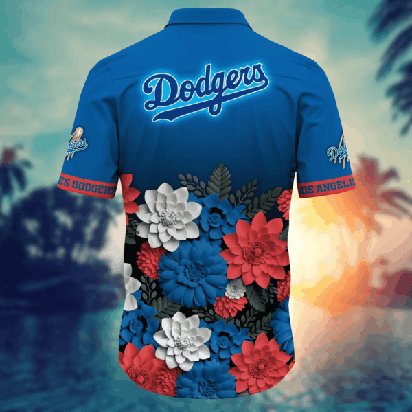Los Angeles Dodgers Flower 3D Button Shirt: Perfect Gift for Men & Fans – Summer Football Tee