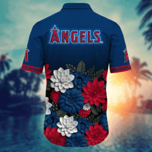 Los Angeles Angels Flower 3D Button Shirt: Perfect Gift for Men and Fans! Summer Football T-Shirt for Dad
