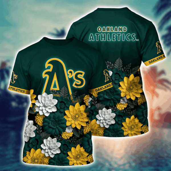 Oakland Athletics Flower 3D Button Shirt: Perfect Gift for Men & Fans Summer Football Tee