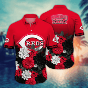 Cincinnati Reds 3D Button Hawaii Shirt for Men Perfect Gift for Dad Father Fan T-Shirt for Summer Football Games
