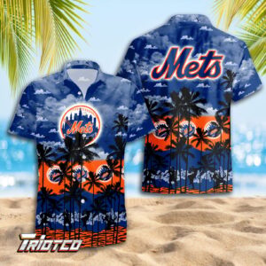 New York Mets 3D Button Hawaiian Shirt - Trending Summer Gift for Men Dad Father