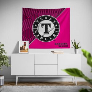 Custom Texas Rangers Pink Implosion Tapestry – Personalized Sports Fan Decor