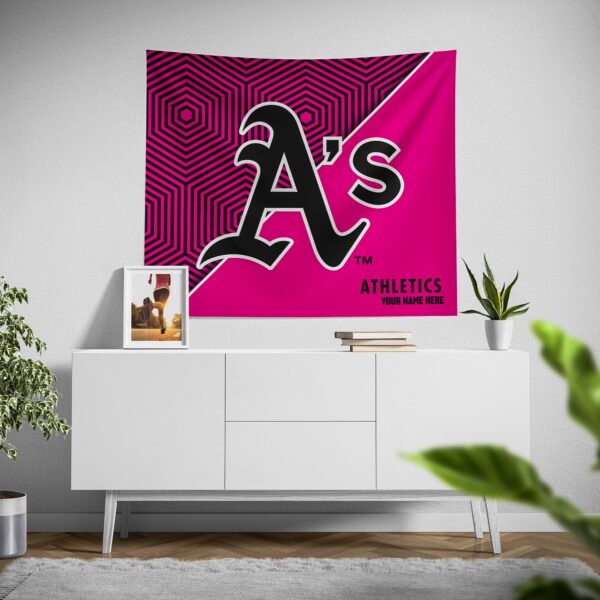 Custom Oakland Athletics Pink Implosion Tapestry – Personalized MLB Wall Decor