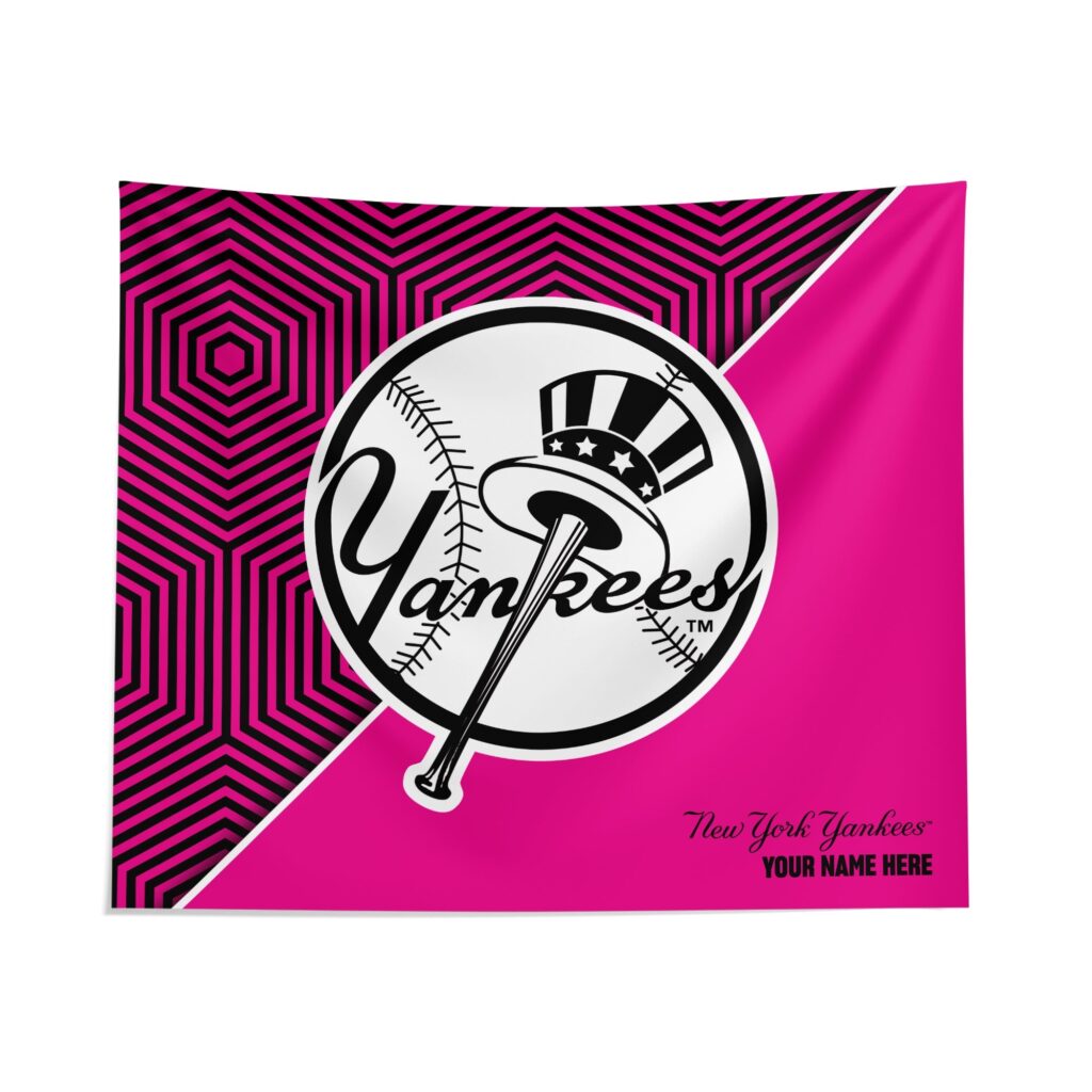 Custom New York Yankees Pink Implosion Tapestry – Personalized Fan Decor