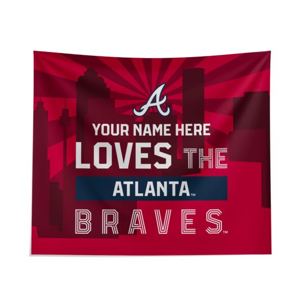 Custom Atlanta Braves Skyline Tapestry – Personalized Wall Art for Baseball Fans