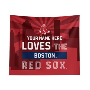 Custom Boston Red Sox Skyline Tapestry - Personalized MLB Wall Art
