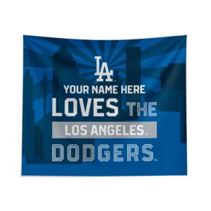Custom Los Angeles Dodgers Skyline Tapestry - Personalized Wall Decor
