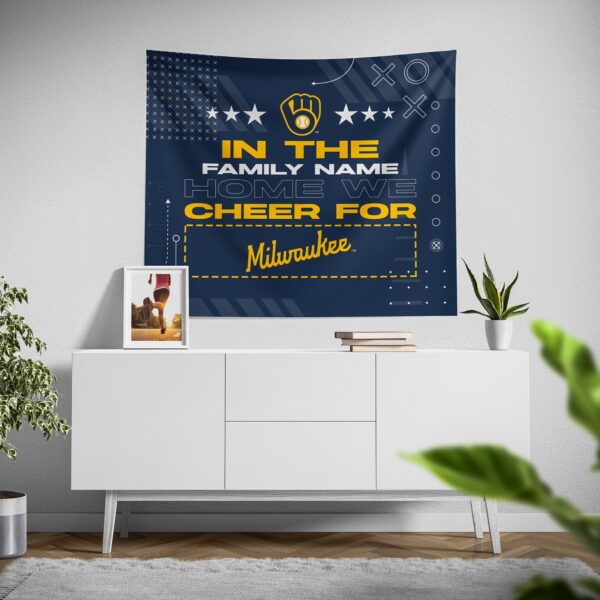 Custom Milwaukee Brewers Cheer Tapestry – Personalized MLB Wall Decor