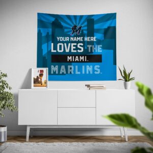 Custom Miami Marlins Skyline Tapestry – Personalized Wall Art Decor