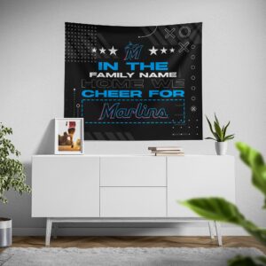 Custom Miami Marlins Cheer Tapestry – Personalized Sports Decor