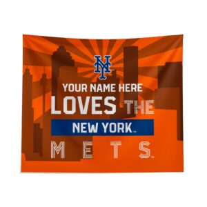 Custom New York Mets Skyline Tapestry - Personalized Wall Decor