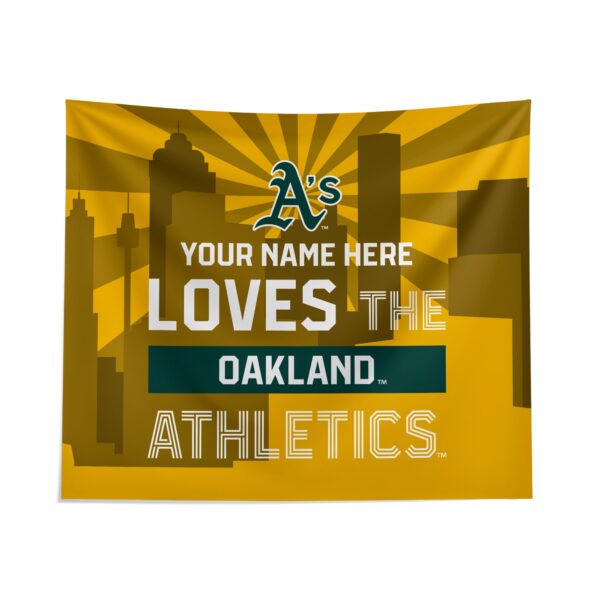 Custom Oakland Athletics Skyline Tapestry – Personalized Decor for Fans