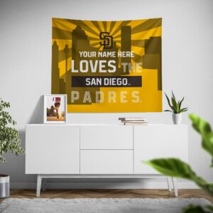 Custom San Diego Padres Skyline Tapestry – Personalized Wall Decor